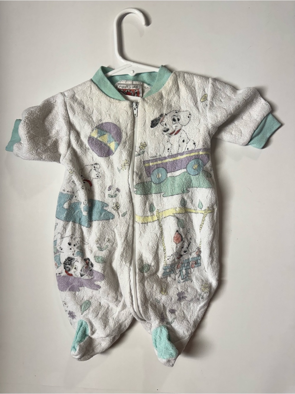 Vintage 90s Disney 101 Dalmatians Fleece Footed Sleeper Romper 3months